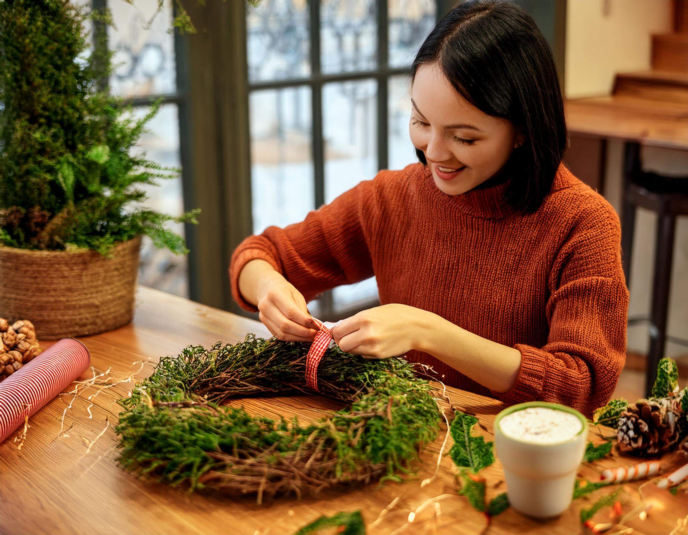 冬限定！ホットドリンクと楽しむクリスマスリース作り